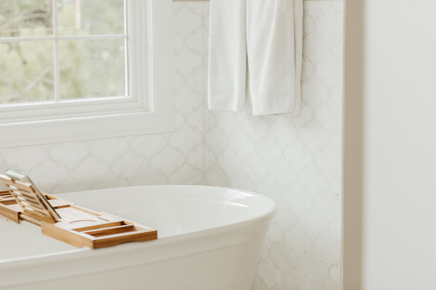 A beautiful tiled bathroom after recieving small updates from the team at Footprints Bath and Tile Columbus.