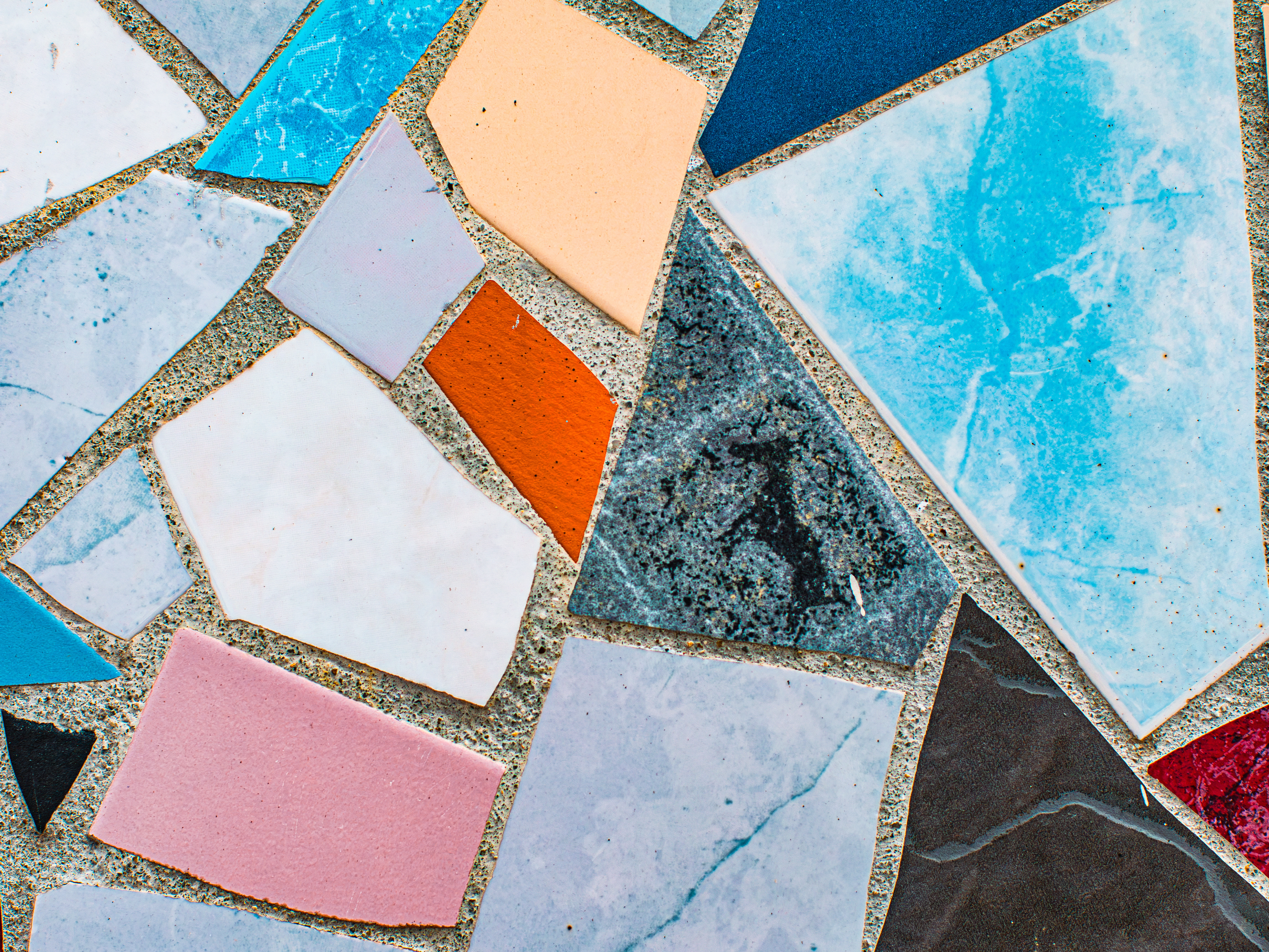 A unique tile shape installation in Kansas City from Footprints Bath and Tile.